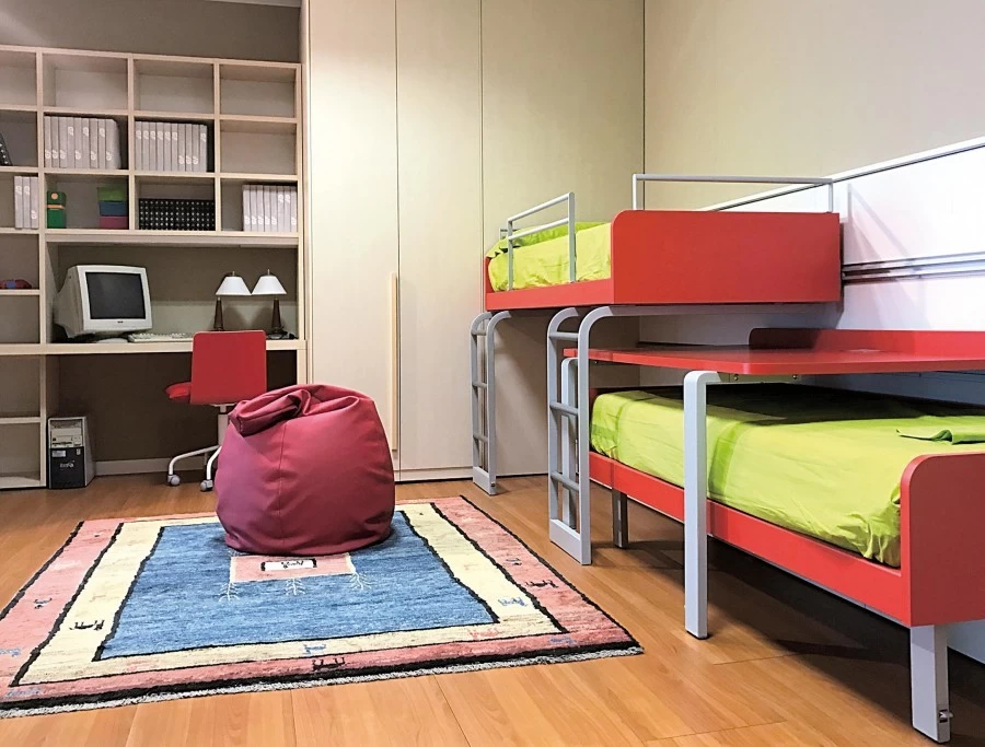 Cameretta a castello Zalf mobili Multispazio Rossa