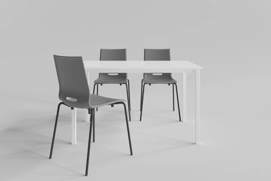 tavolo Plutone struttura metallo bianco piano in melaminico bianco