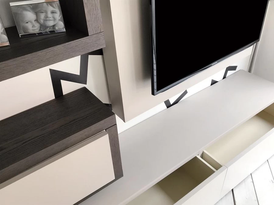Soggiorno componibile Line Gianser Vero Legno Porta TV