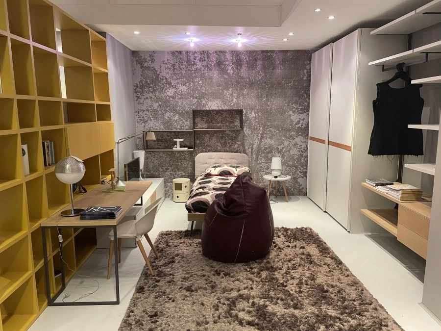 Cameretta letto singolo Clever Finitura seta e rovere