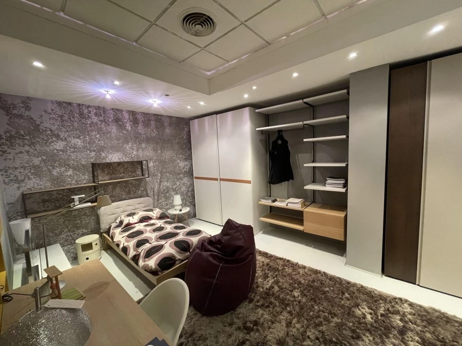Cameretta letto singolo Clever Finitura seta e rovere