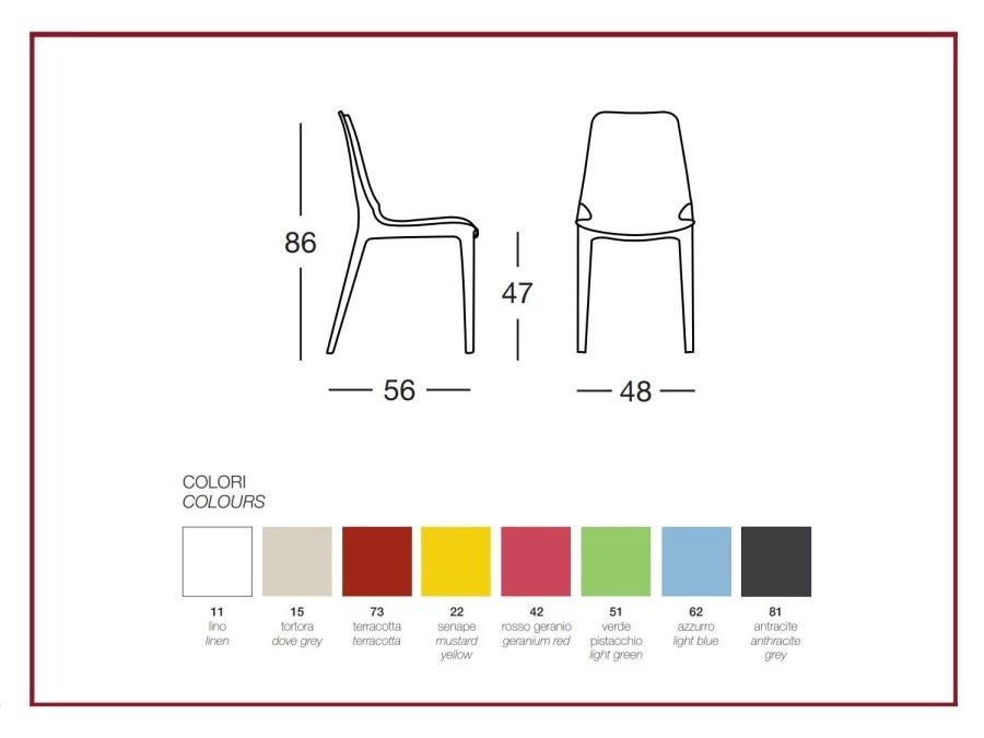 Sedia senza braccioli Scab Design GINEVRA