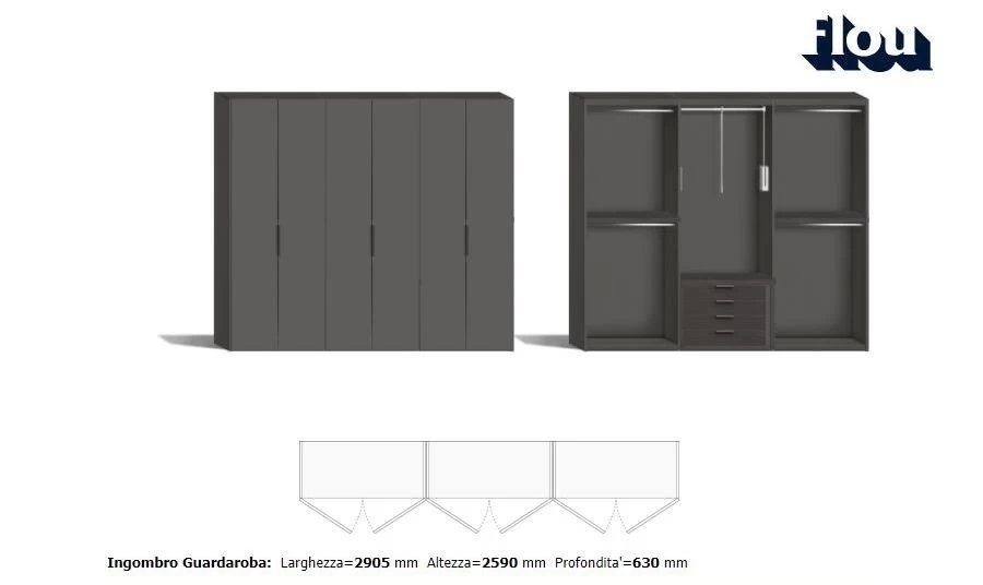 Armadio battente Flou PRIVATE