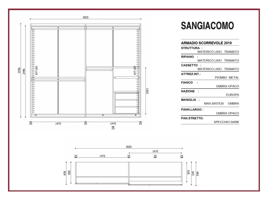 Armadio scorrevole Sangiacomo SINTESI