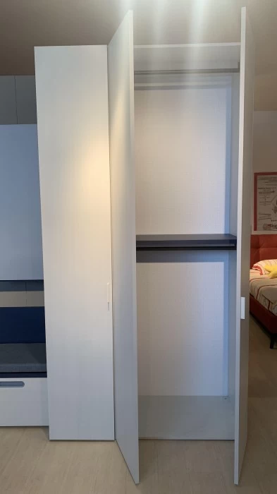 Cameretta letto singolo Nidi Blu e Olmo sbiancato