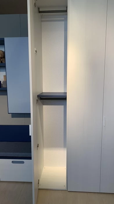 Cameretta letto singolo Nidi Blu e Olmo sbiancato