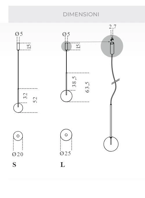 Lampada sospesa Gallotti & Radice BOLLE SOLA