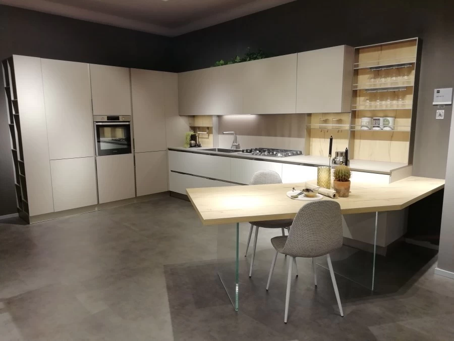 Cucina angolare Stosa Cucine Infinity Cemento Visone