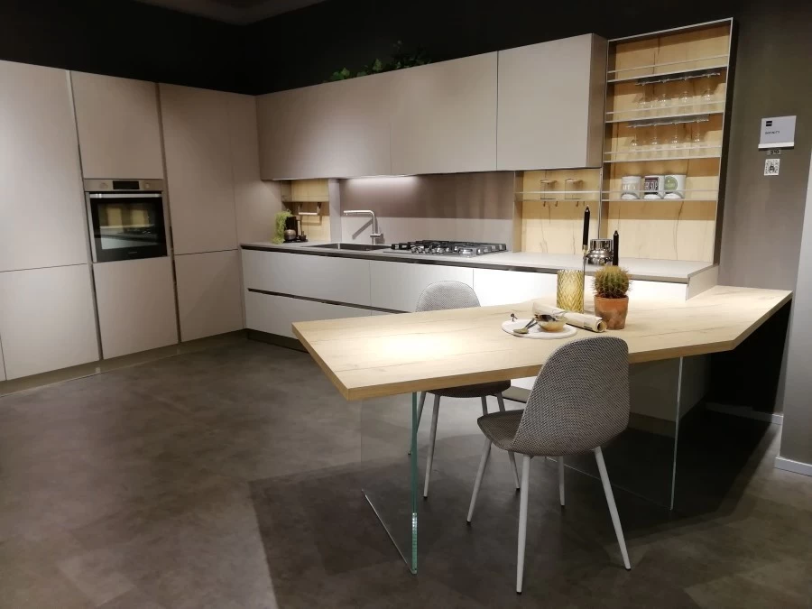 Cucina angolare Stosa Cucine Infinity Cemento Visone