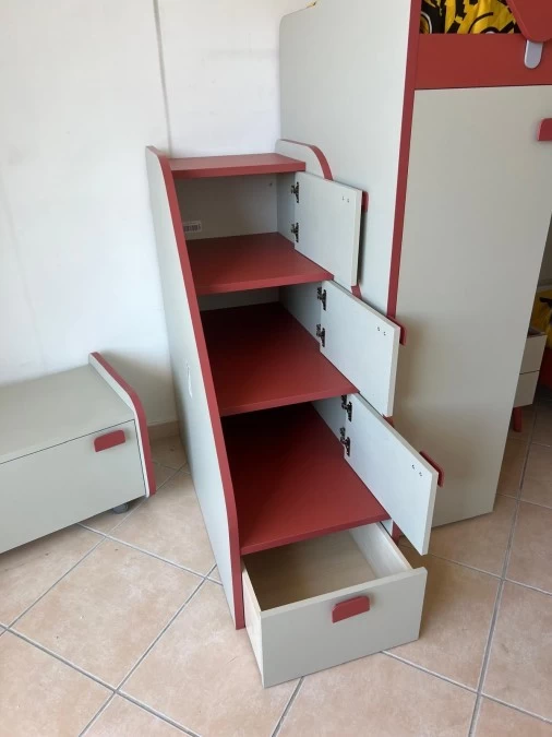 Cameretta con soppalco Febal Casa Grigio e Rosso