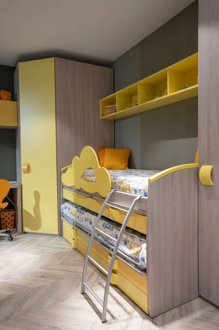Cameretta con cabina armadio Giessegi JOB Giallo