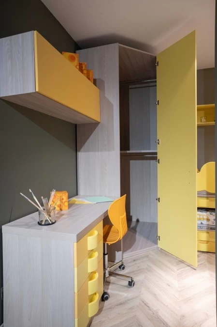 Cameretta con cabina armadio Giessegi JOB Giallo