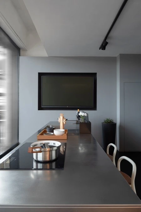 Cucina con Isola Valcucine Riciclantica acciaio