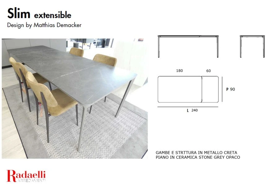 Dimensioni tavolo Slim