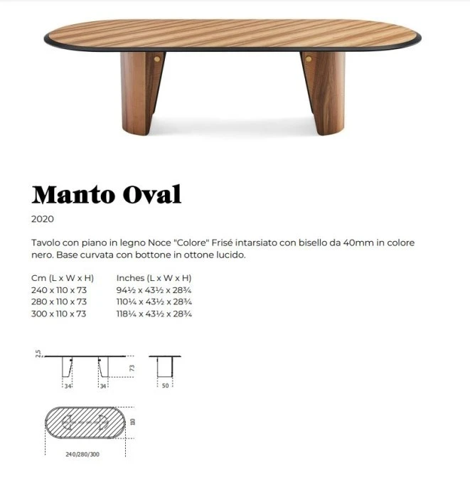 Tavolo ovale Gallotti & Radice Manto Oval