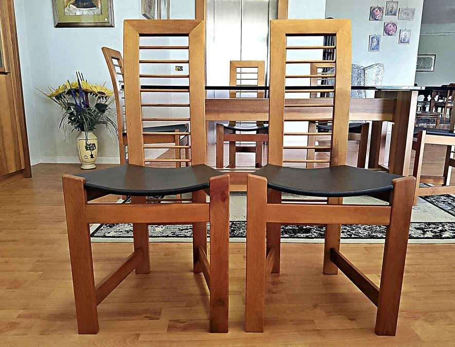 Tavolo rettangolare Valentini Noce & Vetro + 6 Sedie