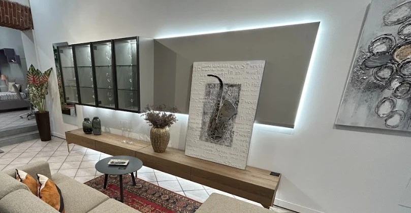 Soggiorno componibile Presotto Italia Rovere e Grigio Polvere