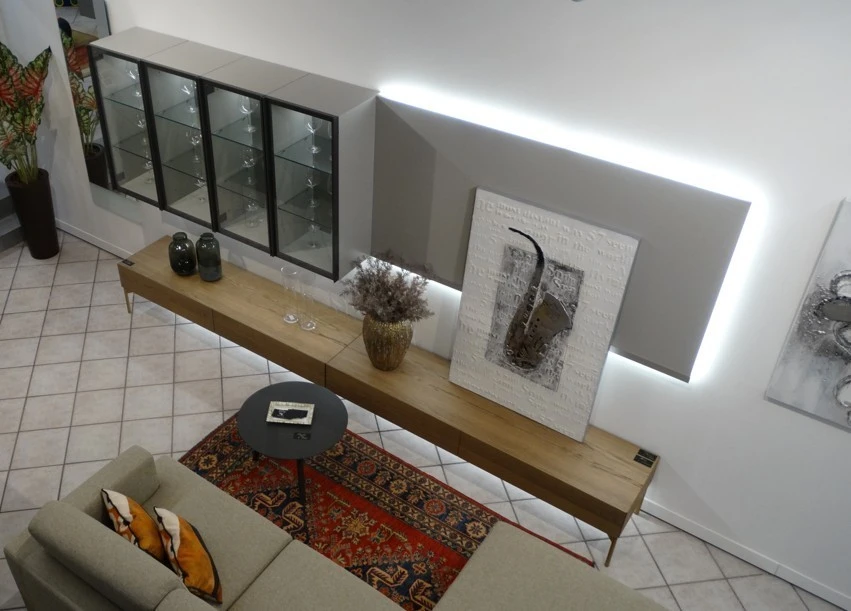 Soggiorno componibile Presotto Italia Rovere e Grigio Polvere