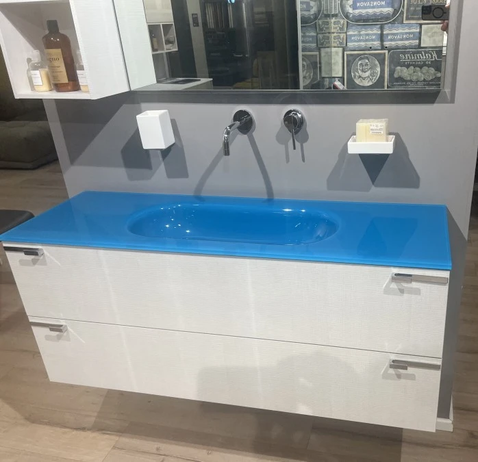 PIANO E LAVELLO INTEGRATO IN VETRO
