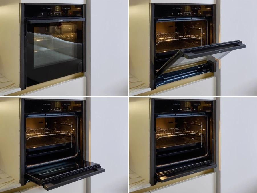 Particolare dell'anta a scomparsa del forno