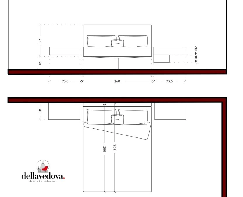 Letto matrimoniale Lago Fluttua e comodini 36e8