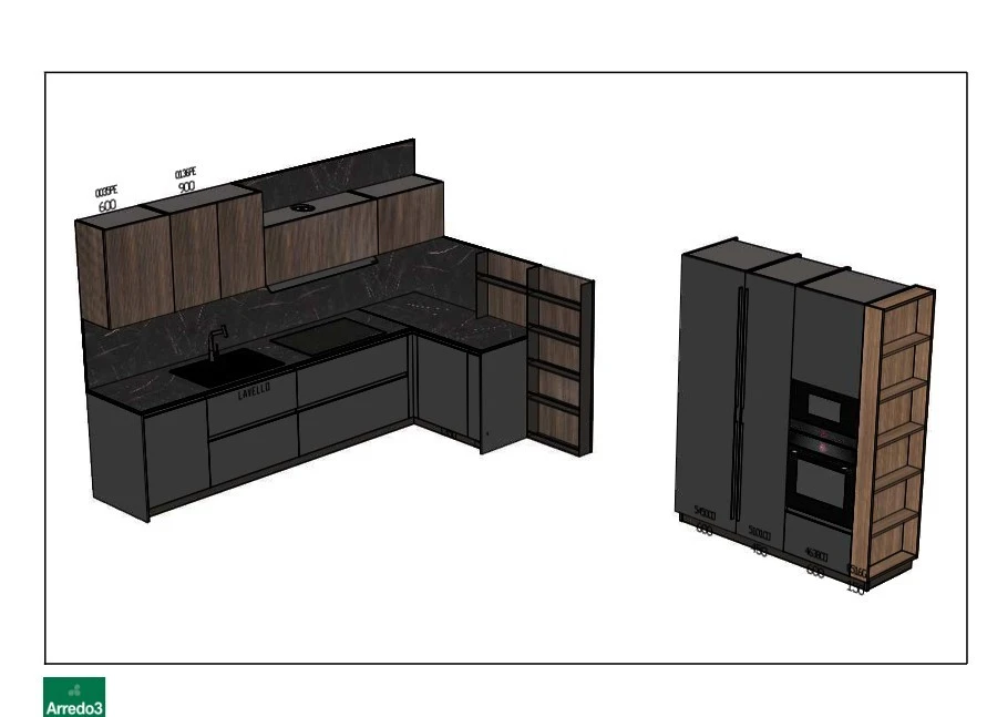 Cucina angolare Arredo3 Kalì Pet nero
