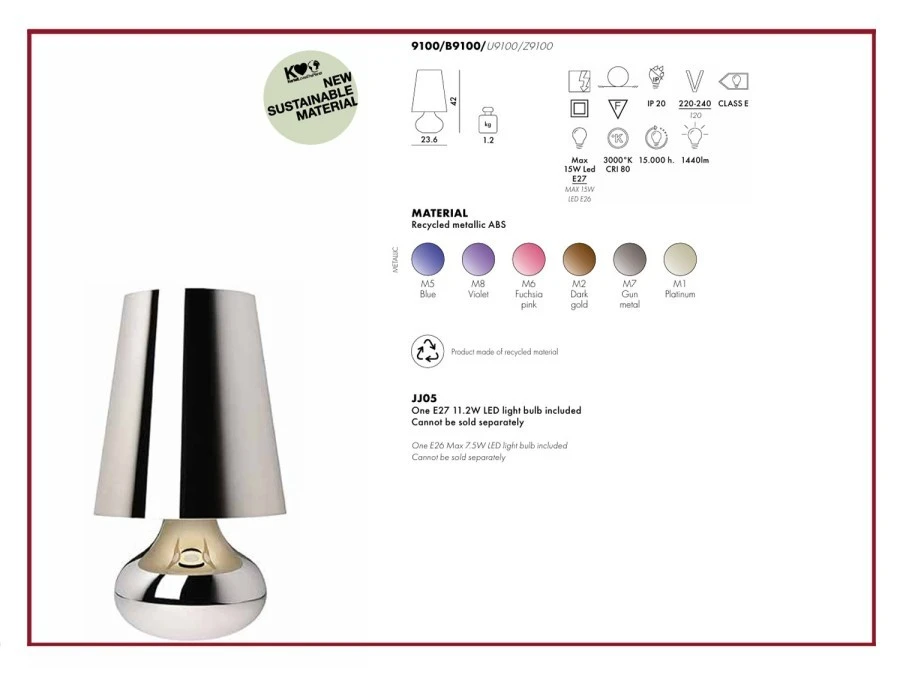 Lampada da tavolo Kartell Cindy G9100M2
