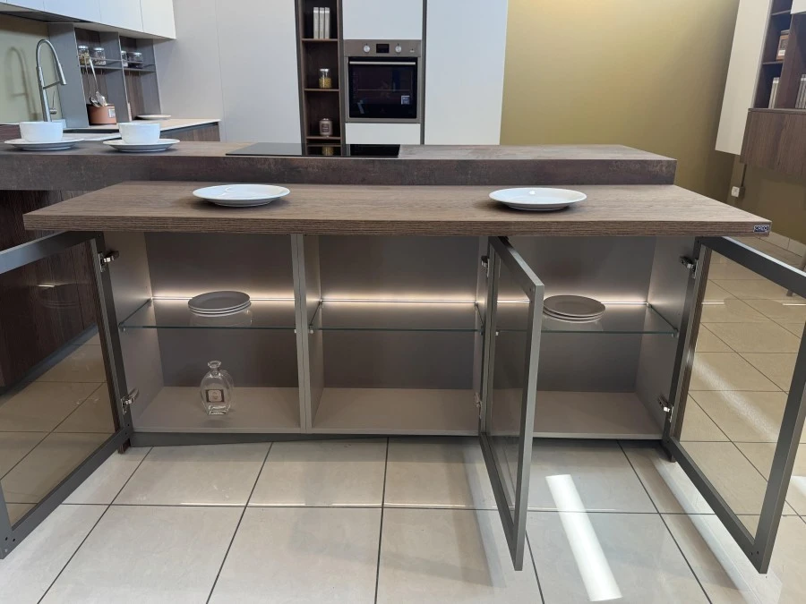 Cucina con penisola Creo Kitchens Tablet Neck Wood