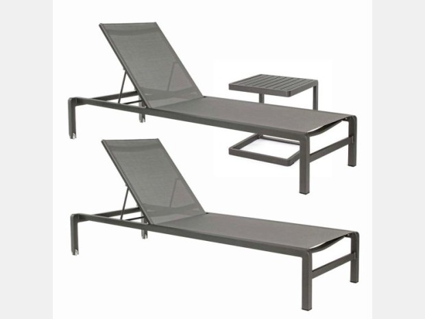 Lettino Outdoor Bizzotto Set 2 lettini + tavolino Konnor antracite