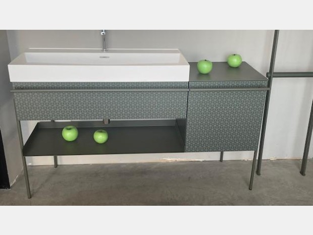 Mobile bagno Ardeco INDUSTRIAL-serigrafia Hexagon nebbia intero