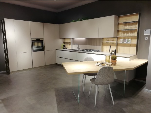 Cucina angolare Stosa Cucine Infinity Cemento Visone