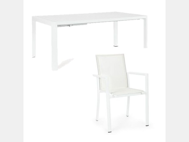 Gruppi tavoli e sedute Outdoor Bizzotto Set Tavolo Kiplin 180 e Konnor bianco