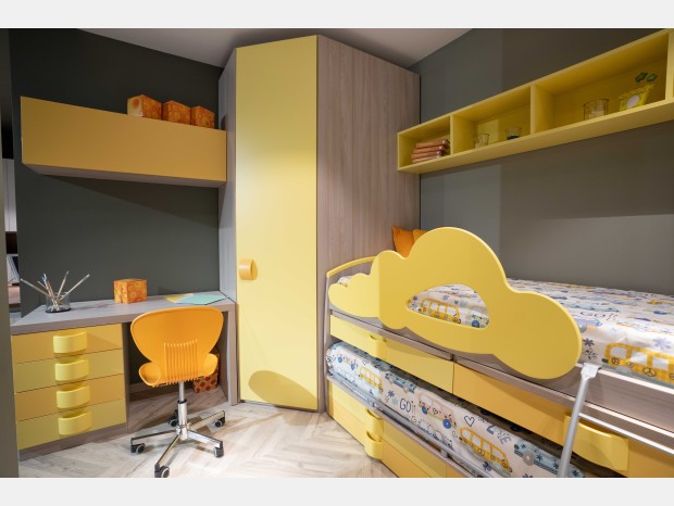 Cameretta con cabina armadio Giessegi JOB Giallo