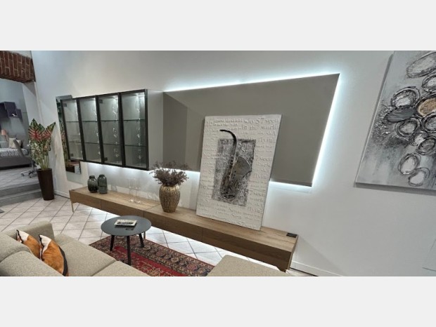 Soggiorno componibile Presotto Italia Rovere e Grigio Polvere