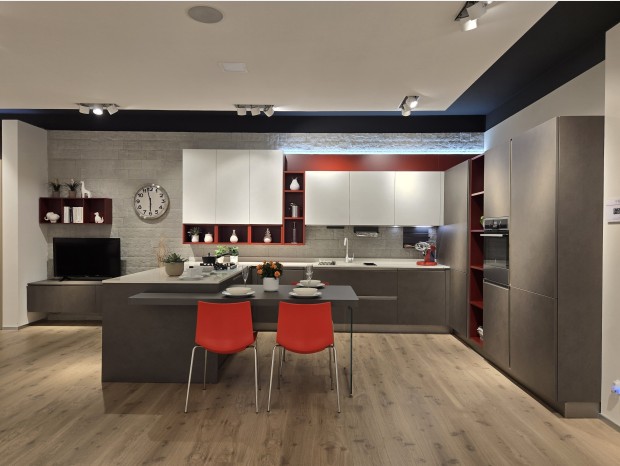 Cucina con penisola Veneta Cucine Start Time Presa