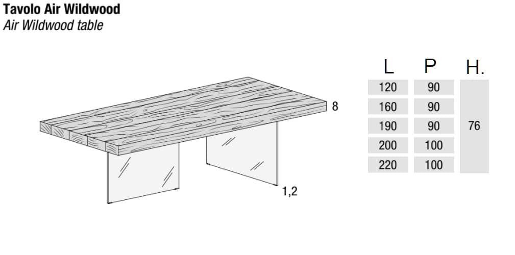 AIR WILDWOOD TABLE - LAGO S.p.A - Tavolo fisso